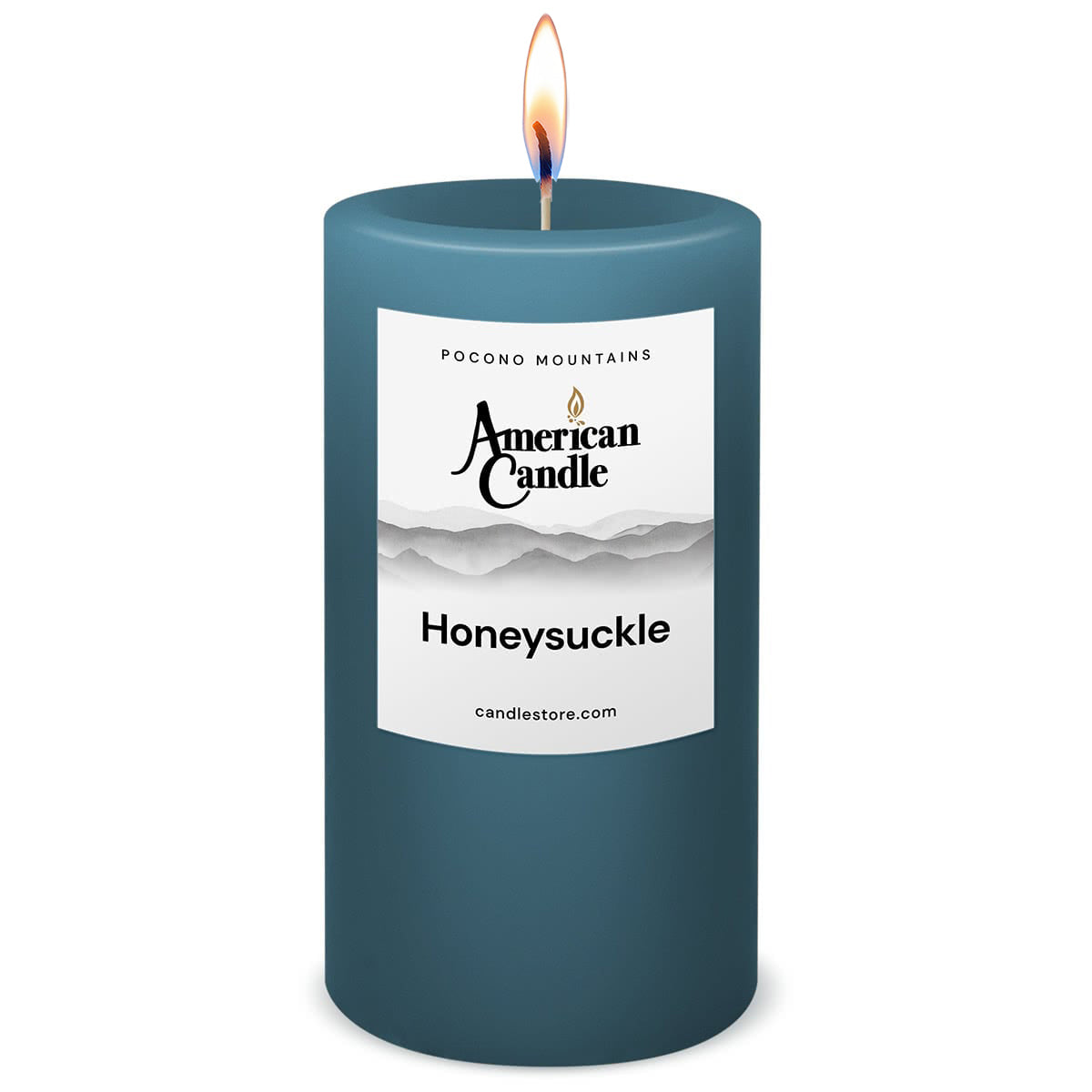 American Candle Honeysuckle 3x6 Scented Pillar Candle with Flame - Made in the USA