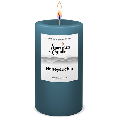 American Candle Honeysuckle 3x6 Scented Pillar Candle with Flame - Made in the USA