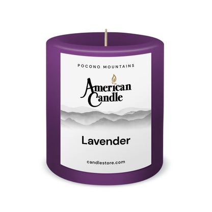 American Candle Lavender 3x3 Scented Pillar Candle - Made in the USA