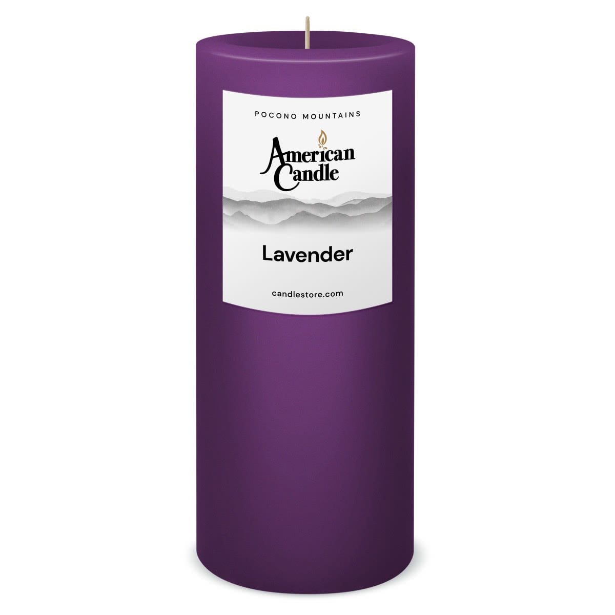 American Candle Lavender 3x9 Scented Pillar Candle - Made in the USA