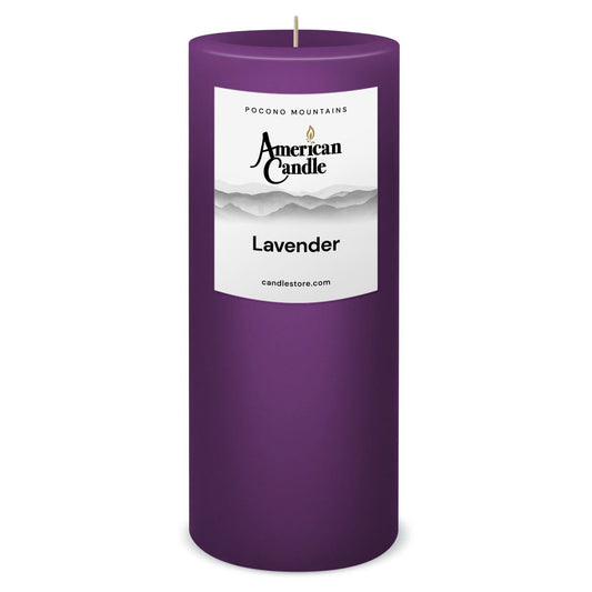 American Candle Lavender 3x9 Scented Pillar Candle - Made in the USA