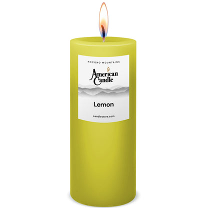 American Candle Lemon 3x9 Scented Pillar Candle with Flame - Made in the USA