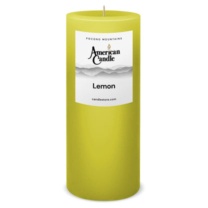 American Candle Lemon 3x9 Scented Pillar Candle - Made in the USA