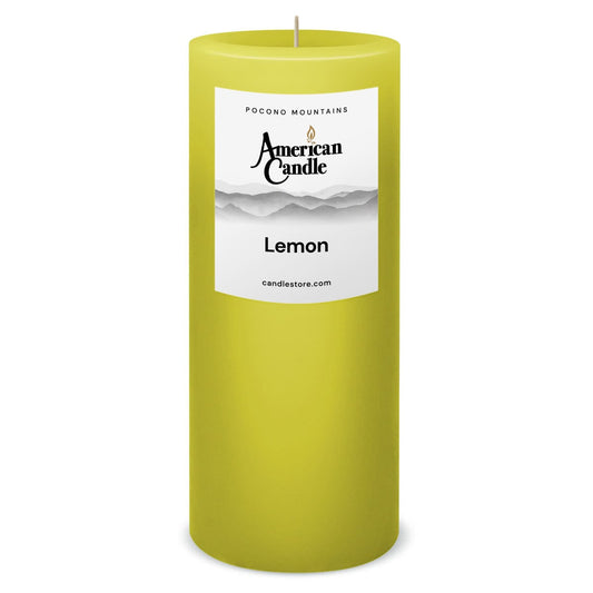 American Candle Lemon 3x9 Scented Pillar Candle - Made in the USA