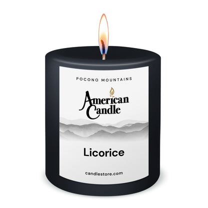 American Candle Licorice 3x3 Scented Pillar Candle with Flame - Made in the USA