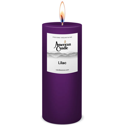American Candle Lilac 3x9 Scented Pillar Candle with Flame - Made in the USA