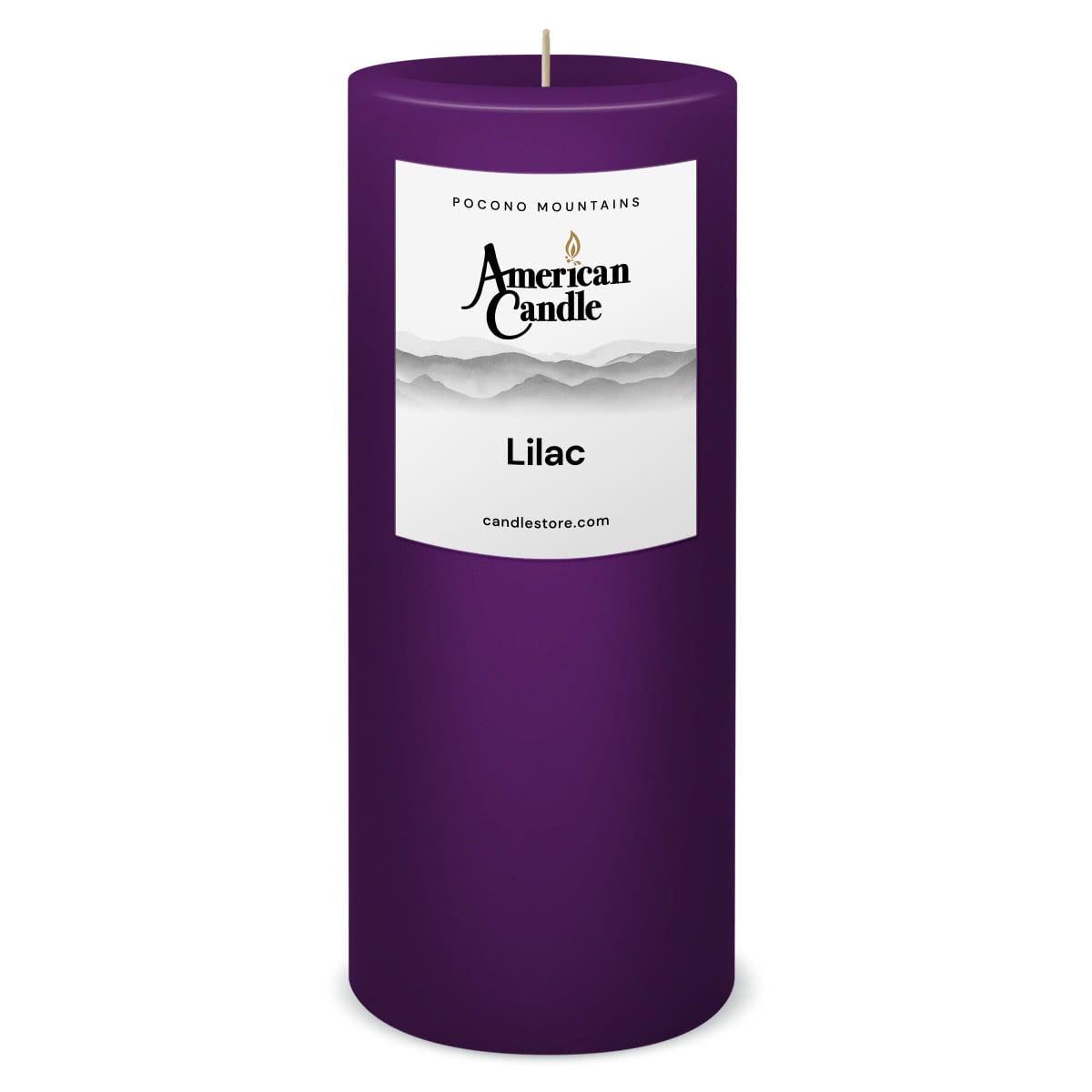 American Candle Lilac 3x9 Scented Pillar Candle - Made in the USA