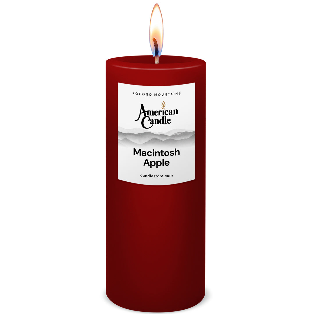 American Candle Macintosh Apple 3x9 Scented Pillar Candle with Flame - Made in the USA