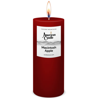 American Candle Macintosh Apple 3x9 Scented Pillar Candle with Flame - Made in the USA