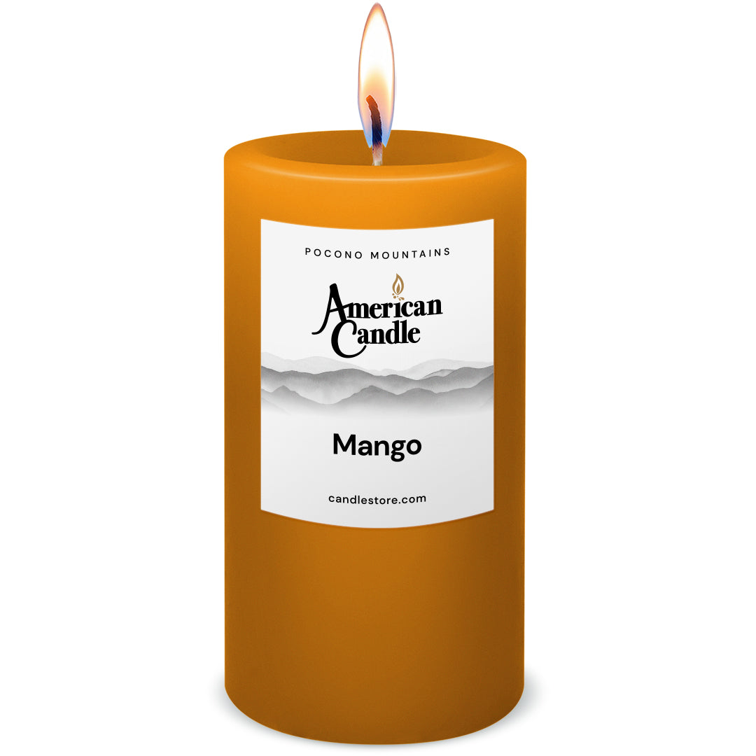 American Candle Mango Scented 3x6 Pillar Candle with Flame - Made in the USA
