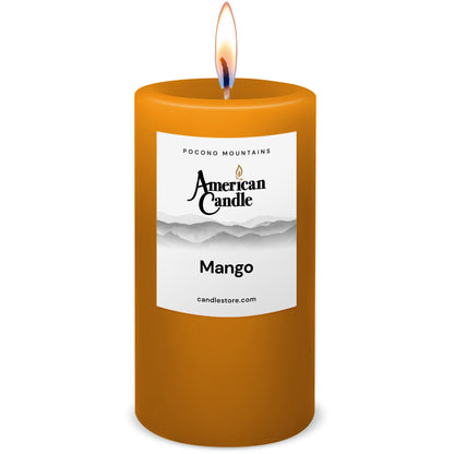 American Candle Mango Scented 3x6 Pillar Candle with Flame - Made in the USA