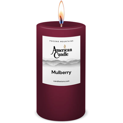 American Candle Mulberry Scented 3x6 Pillar Candle with Flame - Made in the USA