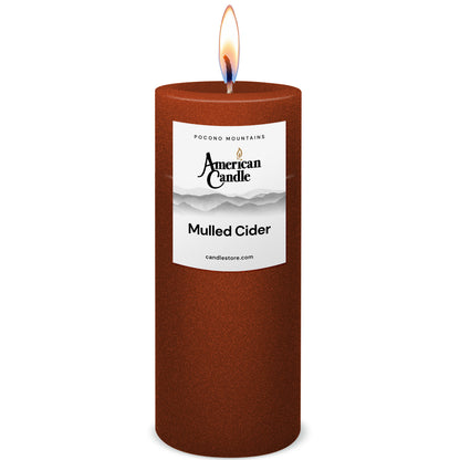 American Candle Mulled Cider 3x9 Scented Pillar Candle with Flame - Made in the USA