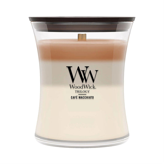 Cafe Macchiato Trilogy Scented Medium Glass Jar Candle by WoodWick NW2670824