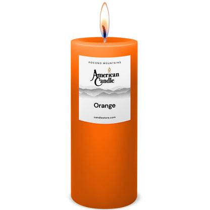 American Candle Orange 3x9 Scented Pillar Candle with Flame - Made in the USA