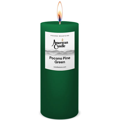 American Candle Pocono Pine Green 3x9 Scented Pillar Candle with Flame - Made in the USA
