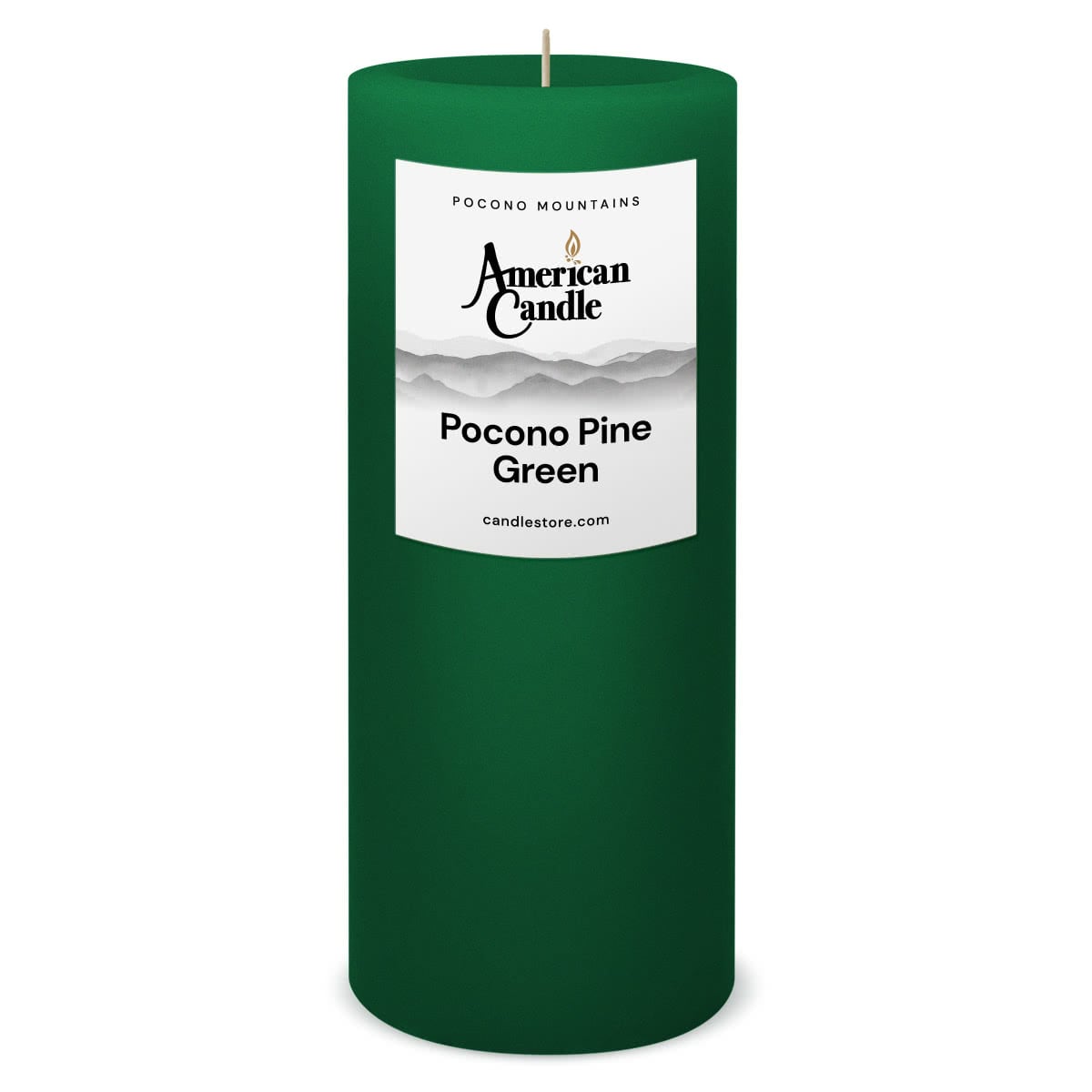 American Candle Pocono Pine Green 3x9 Scented Pillar Candle - Made in the USA