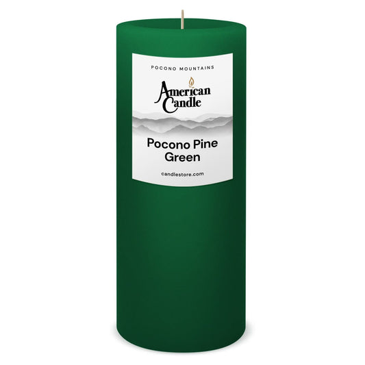 American Candle Pocono Pine Green 3x9 Scented Pillar Candle - Made in the USA