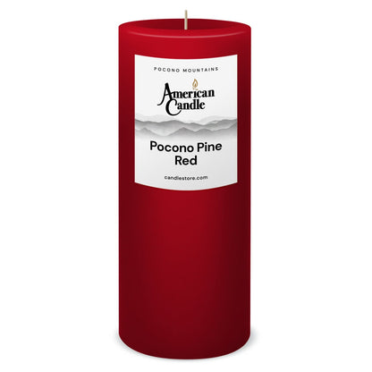 American Candle Pocono Pine Red 3x9 Scented Pillar Candle - Made in the USA
