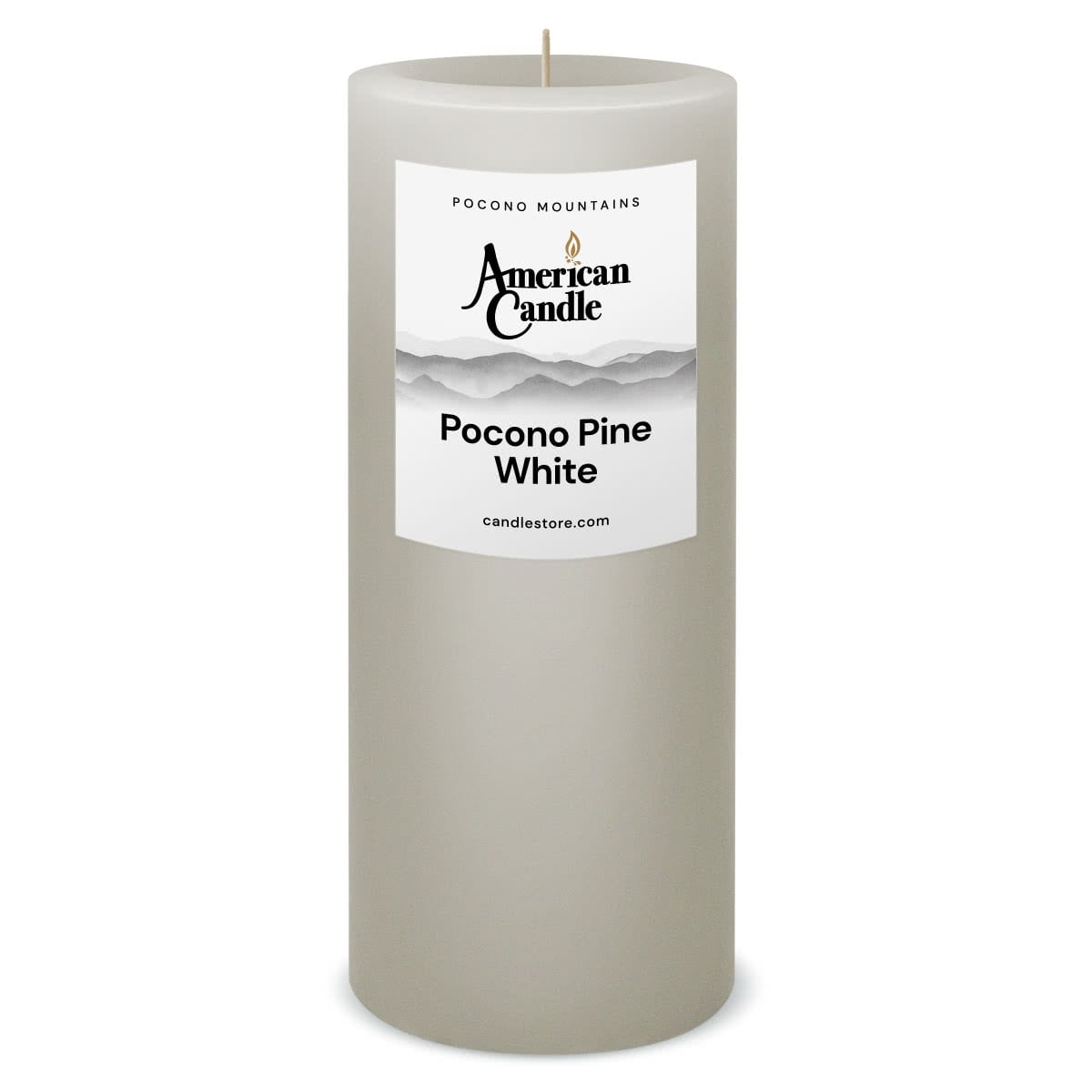 American Candle Pocono Pine White 3x9 Scented Pillar Candle - Made in the USA