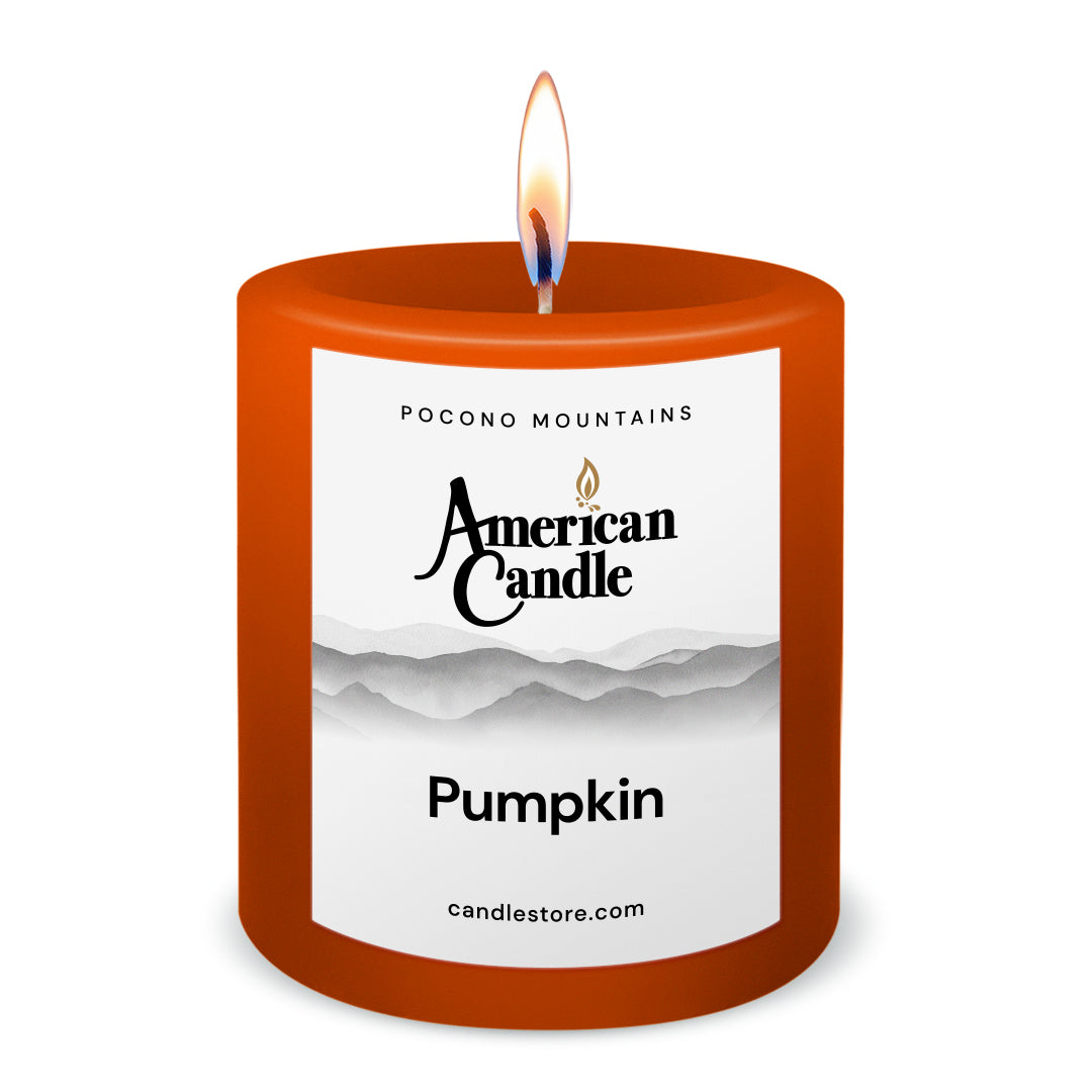 American Candle Pumpkin 3x3 Scented Pillar Candle with Flame - Made in the USA