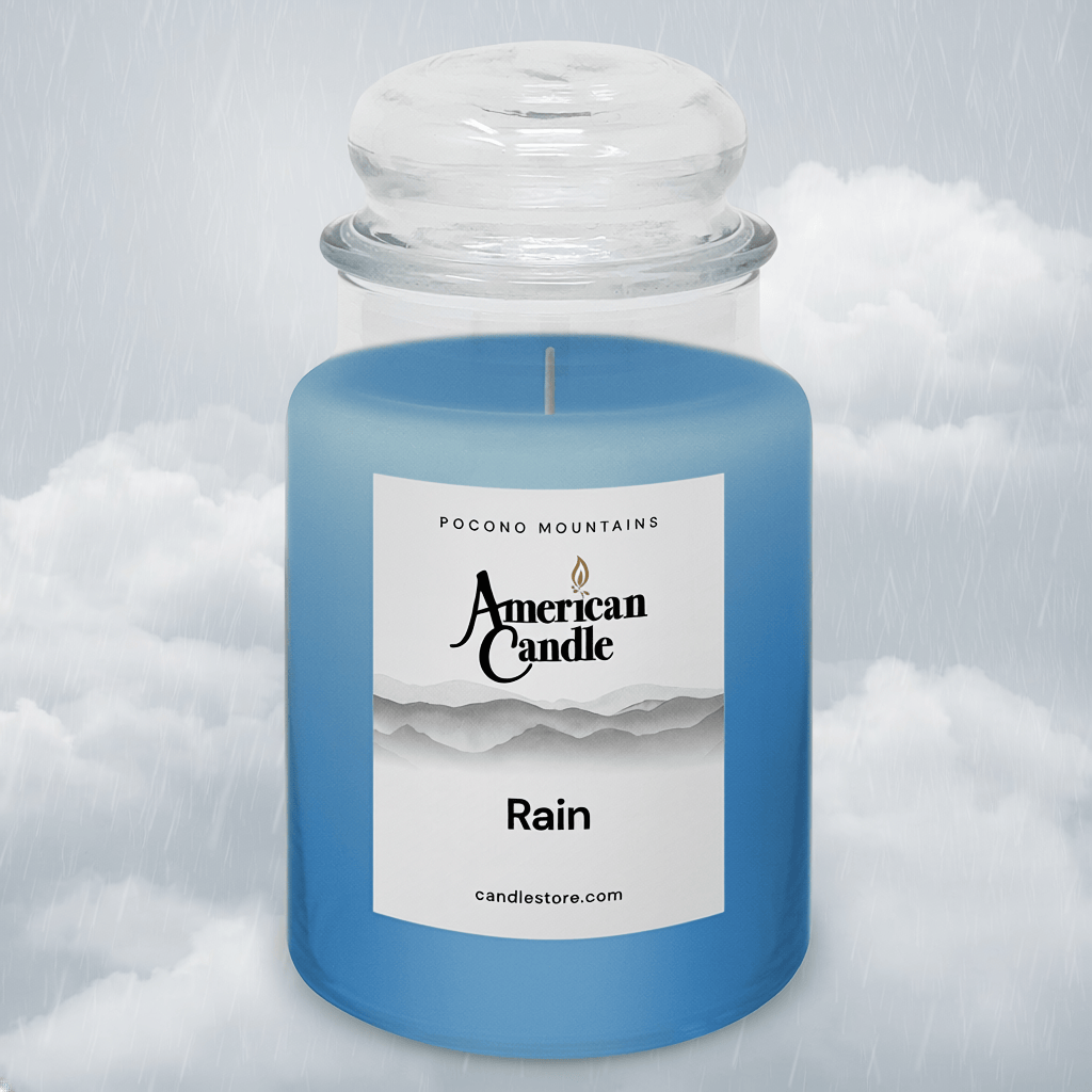 American Candle Rain Jar Scented Candle in clouds with Rain
