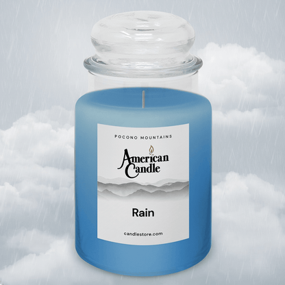American Candle Rain Jar Scented Candle in clouds with Rain