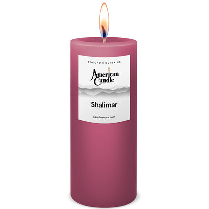 American Candle Shalimar 3x9 Scented Pillar Candle with Flame - Made in the USA