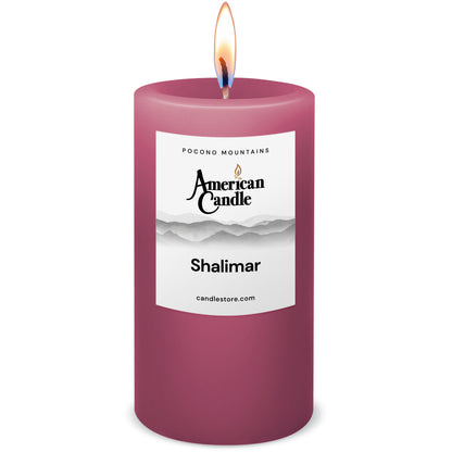 American Candle Shalimar Scented 3x6 Pillar Candle with Flame - Made in the USA