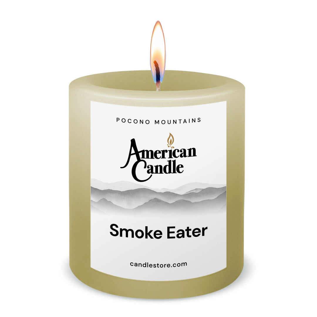 American Candle Smoke Eater 3x3 Scented Pillar Candle with Flame - Made in the USA