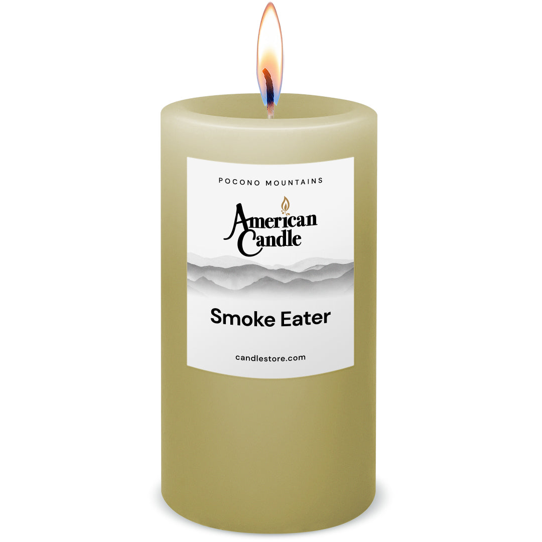 American Candle Smoke Eater Scented 3x6 Pillar Candle with Flame - Made in the USA