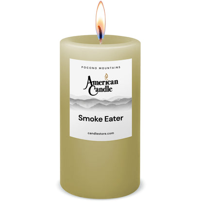 American Candle Smoke Eater Scented 3x6 Pillar Candle with Flame - Made in the USA