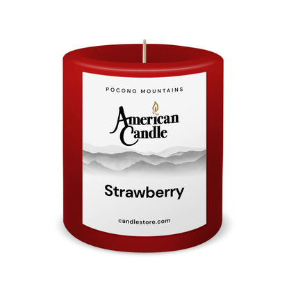 American Candle Strawberry 3x3 Scented Pillar Candle - Made in the USA