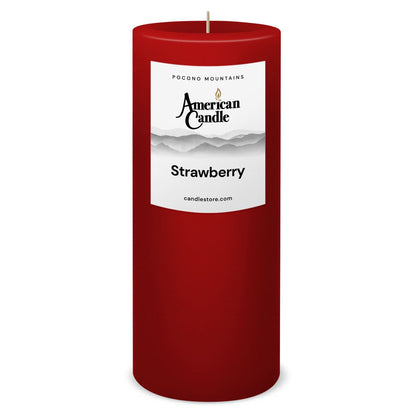 American Candle Strawberry 3x9 Scented Pillar Candle - Made in the USA