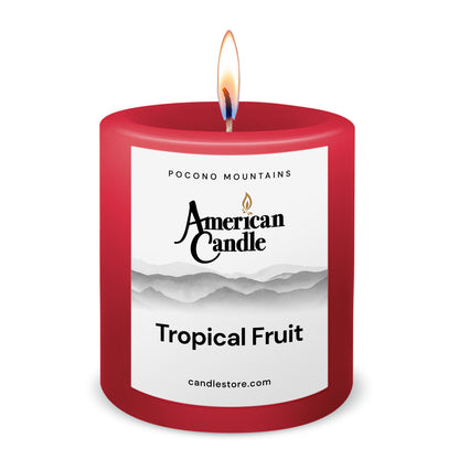 American Candle Tropical Fruit 3x3 Scented Pillar Candle with Flame - Made in the USA