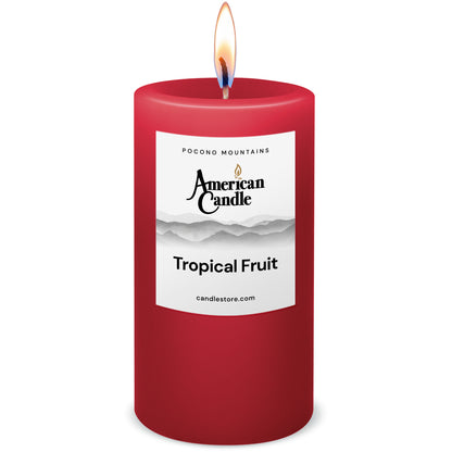 American Candle Tropical Fruit Scented 3x6 Pillar Candle with Flame - Made in the USA