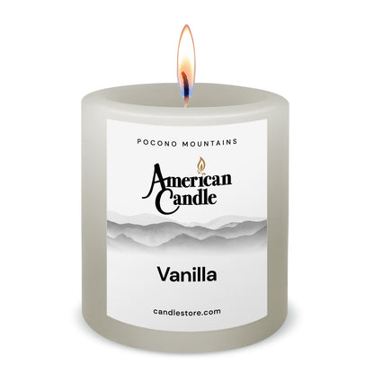 American Candle Vanilla 3x3 Scented Pillar Candle with Flame - Made in the USA