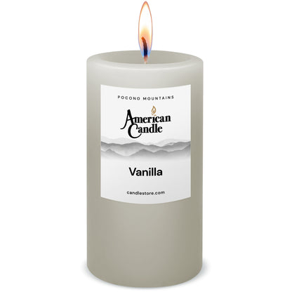 American Candle Vanilla Scented 3x6 Pillar Candle with Flame - Made in the USA