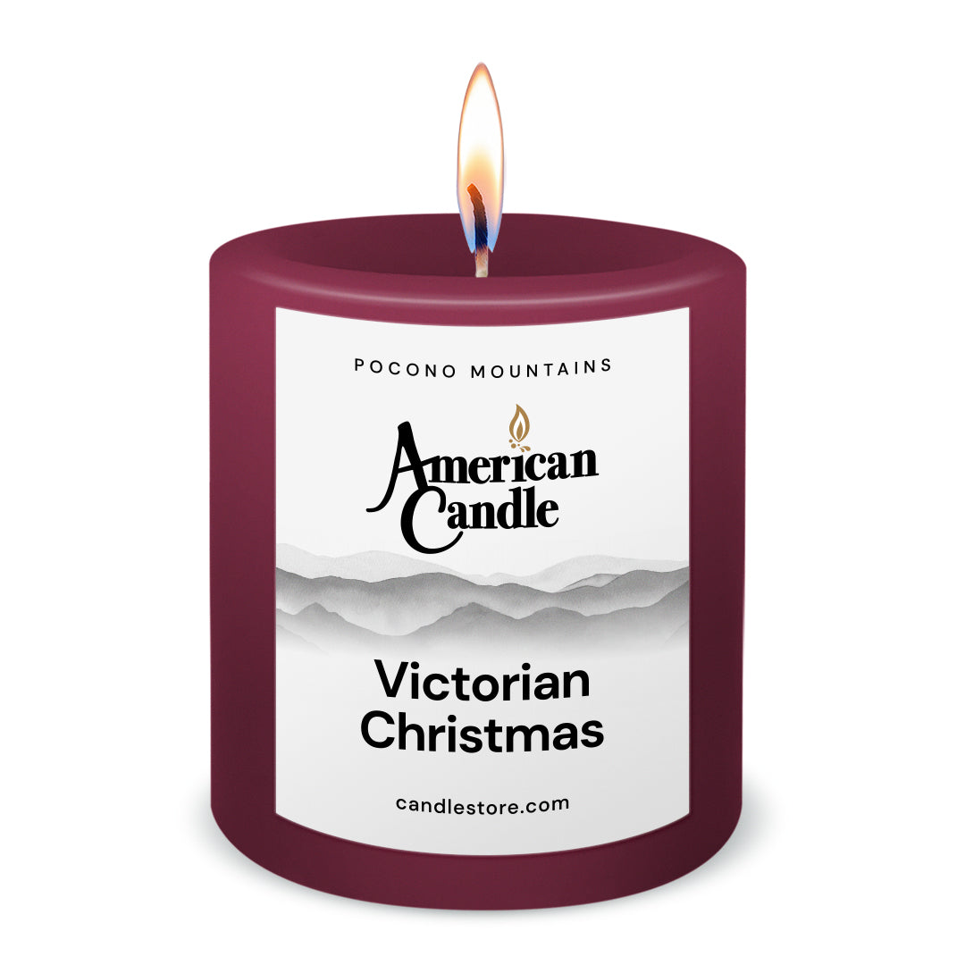 American Candle Victorian Christmas 3x3 Scented Pillar Candle with Flame - Made in the USA