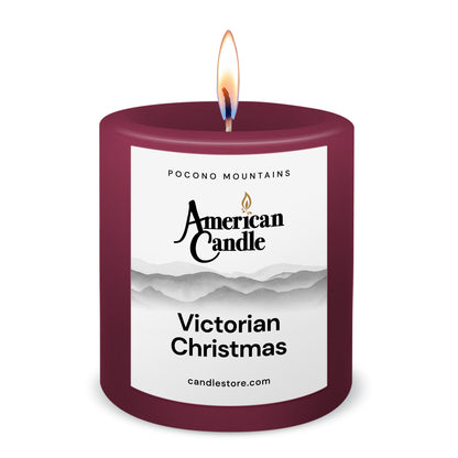 American Candle Victorian Christmas 3x3 Scented Pillar Candle with Flame - Made in the USA